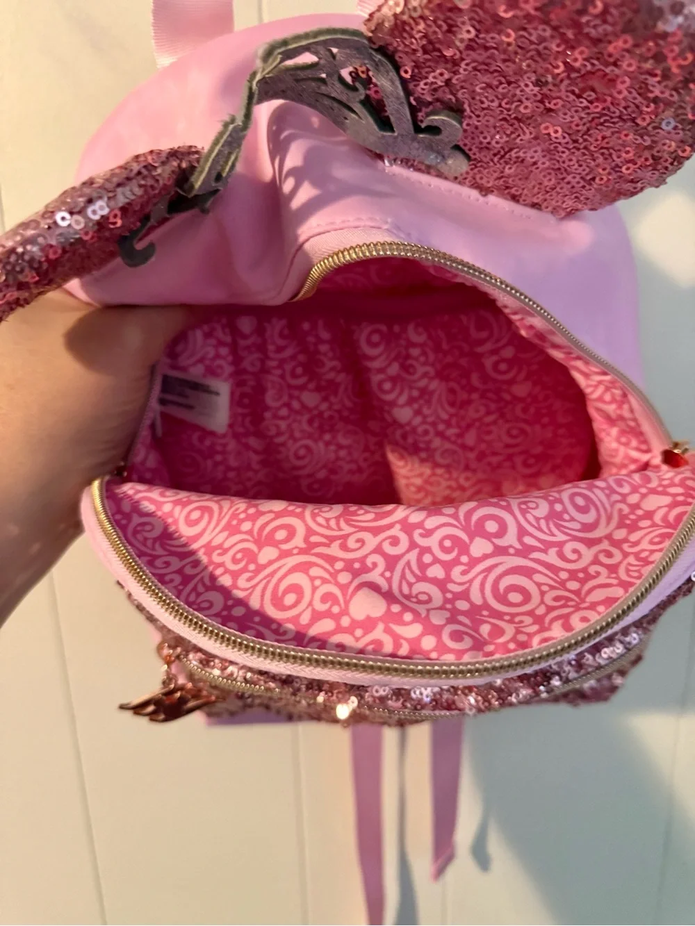 Disney Cruise Line DCL Bibbidi Bobbidi Boutique Backpack Pink Sequin